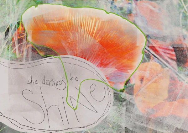 "She Decides to Shine" by Kelly O'Brien (2014). Mixed media print on paper, 50 x 70 cm.