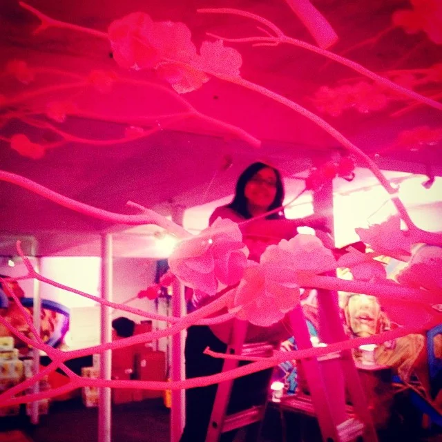 Allison Nance installing Peak Bloom at Cherry Blast 2014