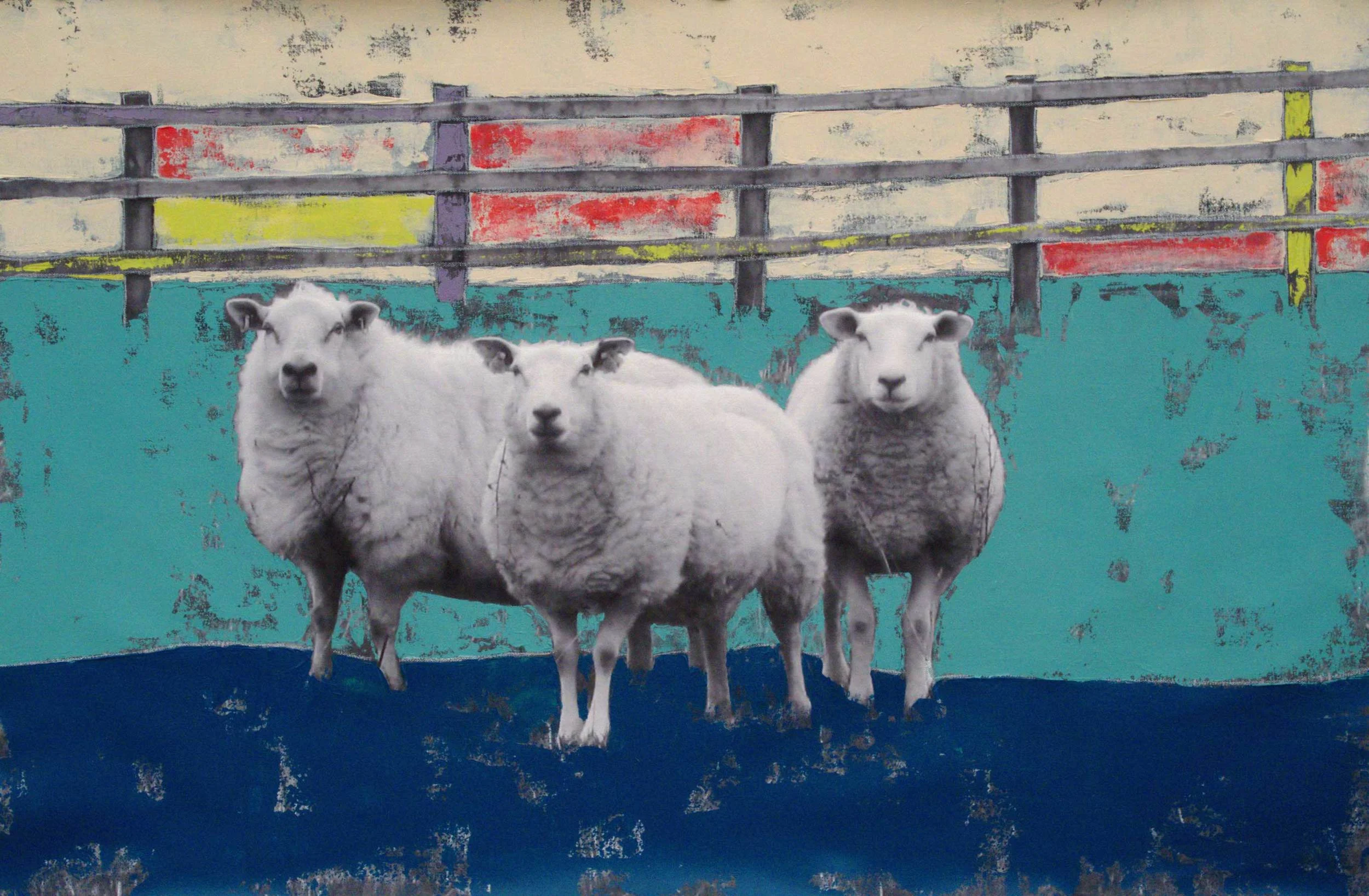 Kelly M. O'Brien, Have You Met the New Neighbors ? Acrylic on C-print on canvas, 24 x 36 inches. ©2015.