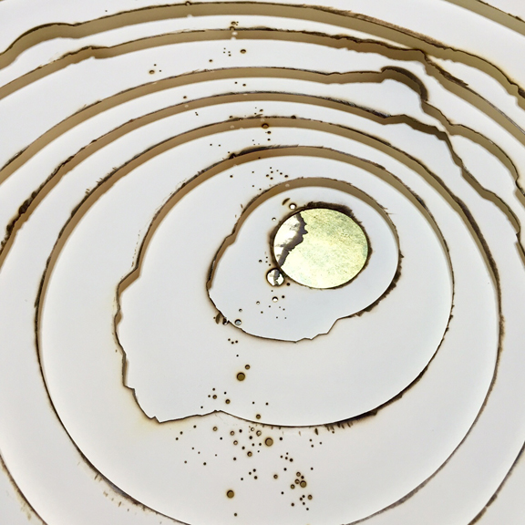 Kelly M. O'Brien, Playing With Fire No. 14 (detail). Paper, gold leaf, flame. 30 x 24 inches. ©2015.