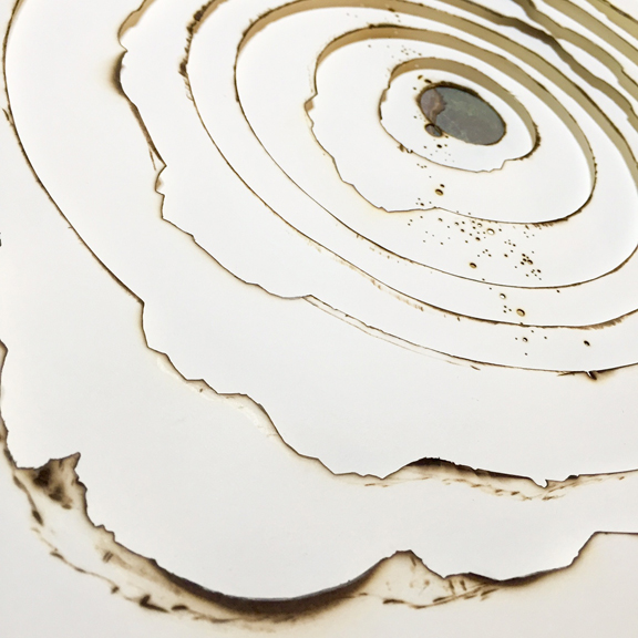 Kelly M. O'Brien, Playing With Fire No. 14 (detail). Paper, gold leaf, flame. 30 x 24 inches. ©2015.