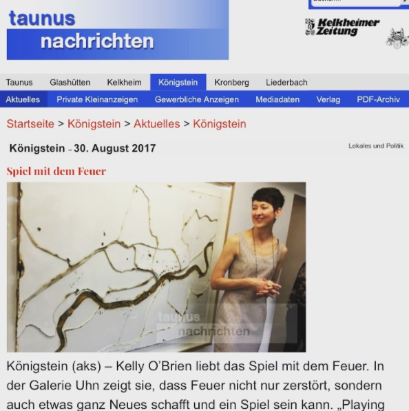  Anne-Katrin Sura,&nbsp;  Spiel mit dem Feuer  , Taunus Nachrichten,&nbsp;Königstein im Taunus, Germany, August 30, 2017. 