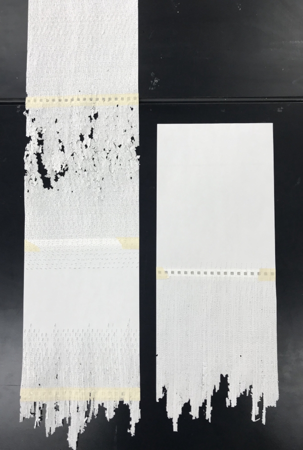 O'Brien, K. (2017) Pierced paper tests: sketchbook paper, 30 November 2017.