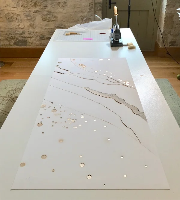 Work in progress, hand-embellished variable edition print. Kelly M. O'Brien ©2018. 