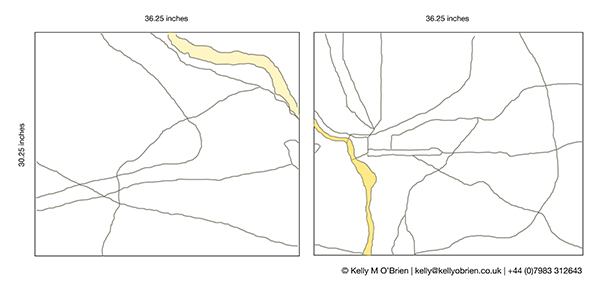 Kelly M O’Brien, sketch for Playing With Fire-No. 81 (diptych) ©2019 Commissioned for JW Marriott Hotel, Washington, DC.