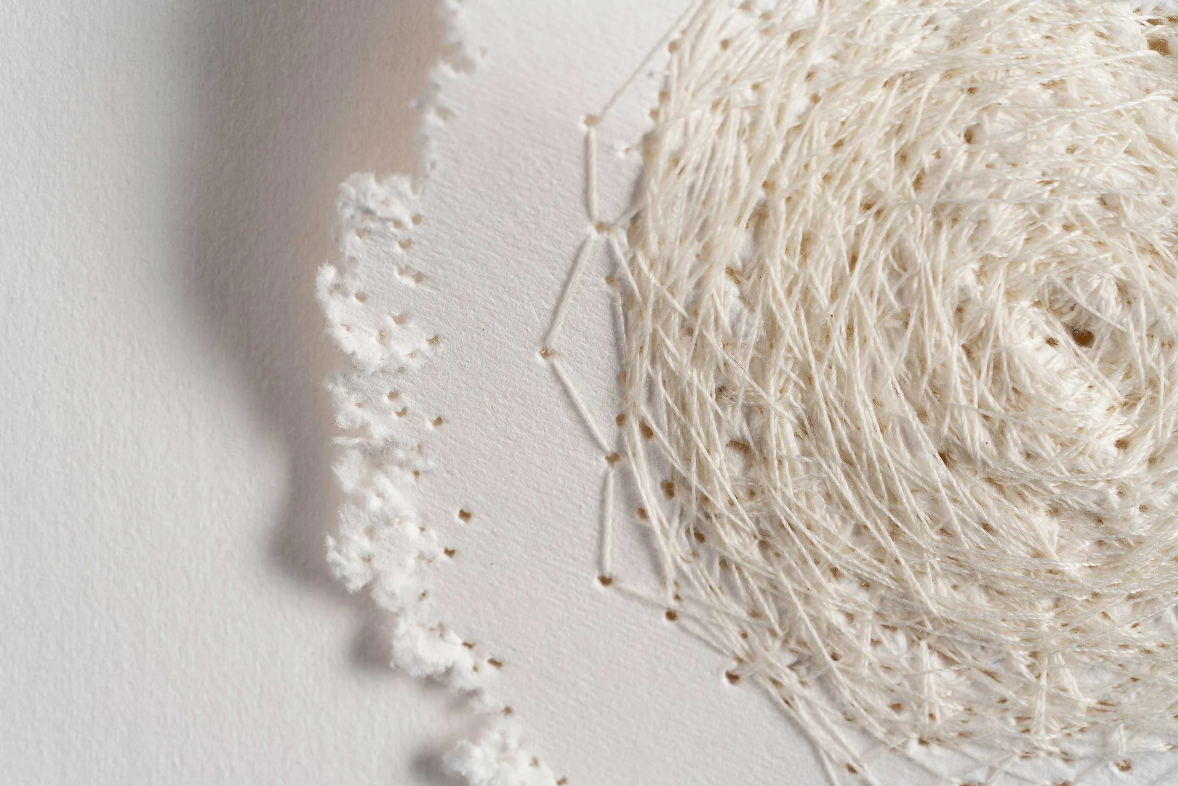 Kelly M O’Brien,  Stitch No. 2  (detail). Paper, cotton thread. 20 x 27.5 in | 50 x 70 cm ©2019