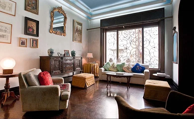 Again, it is the simplicity and humility of this room that strikes me- the muted colours, and the beautiful lattice work of the window. 