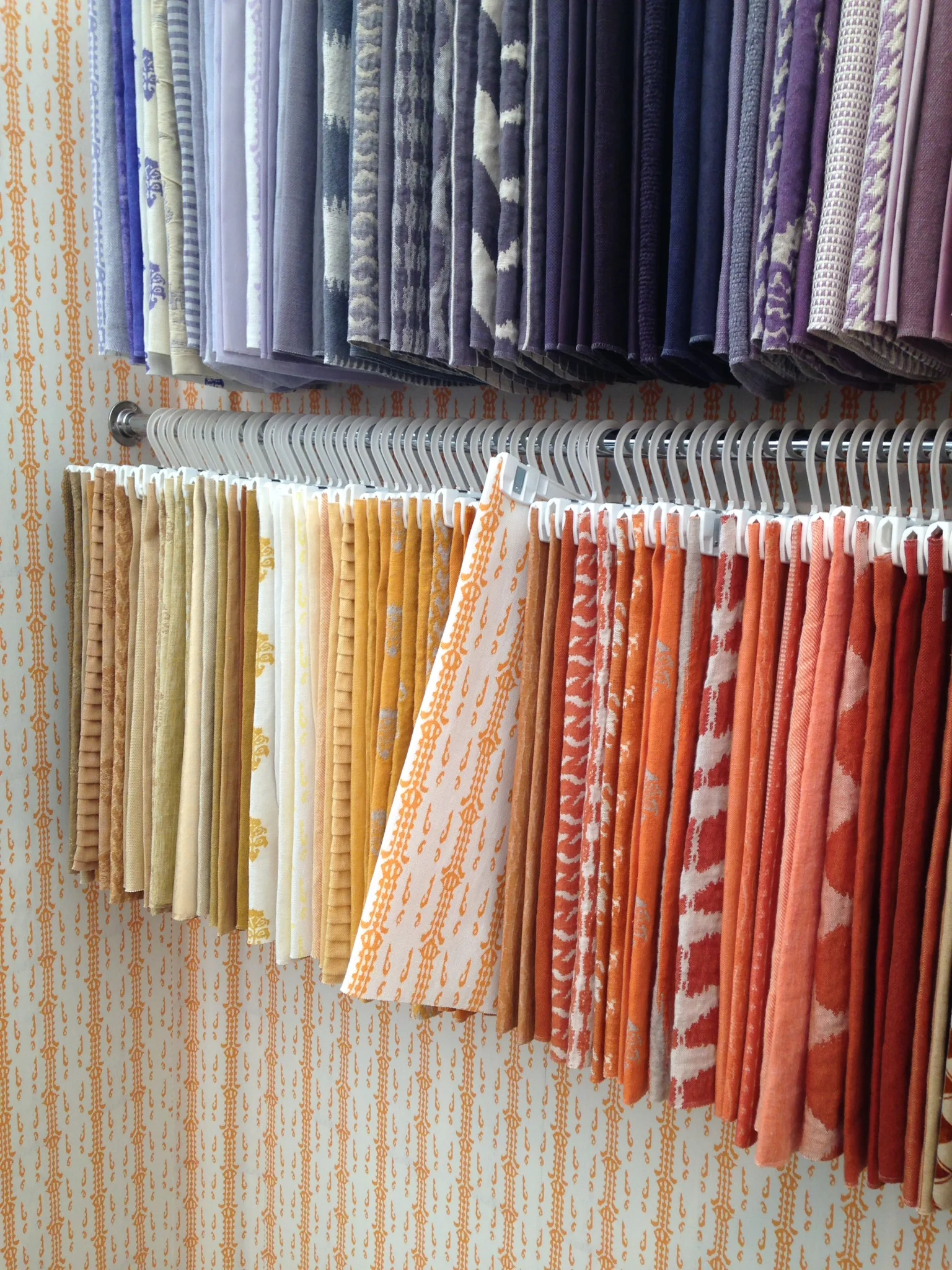 I'd quite happily live in a room decorated in C&C Milano's 'Apecar' fabric in orange, just as their stand was. 