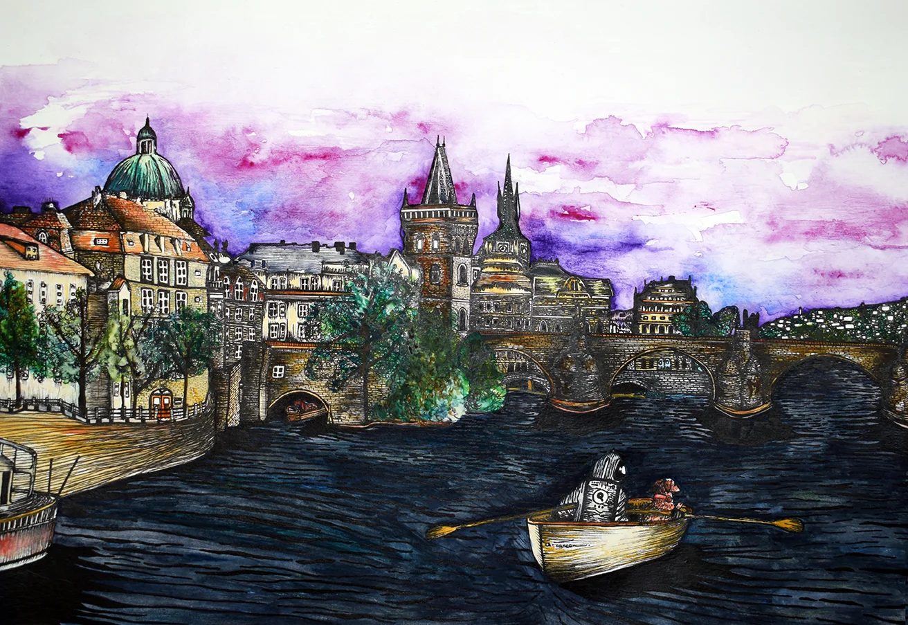 ‘The great escape (In a world like this)’, water colour and pen on 230g akvarel paper, 42.0 x 29.7 cm, 2018