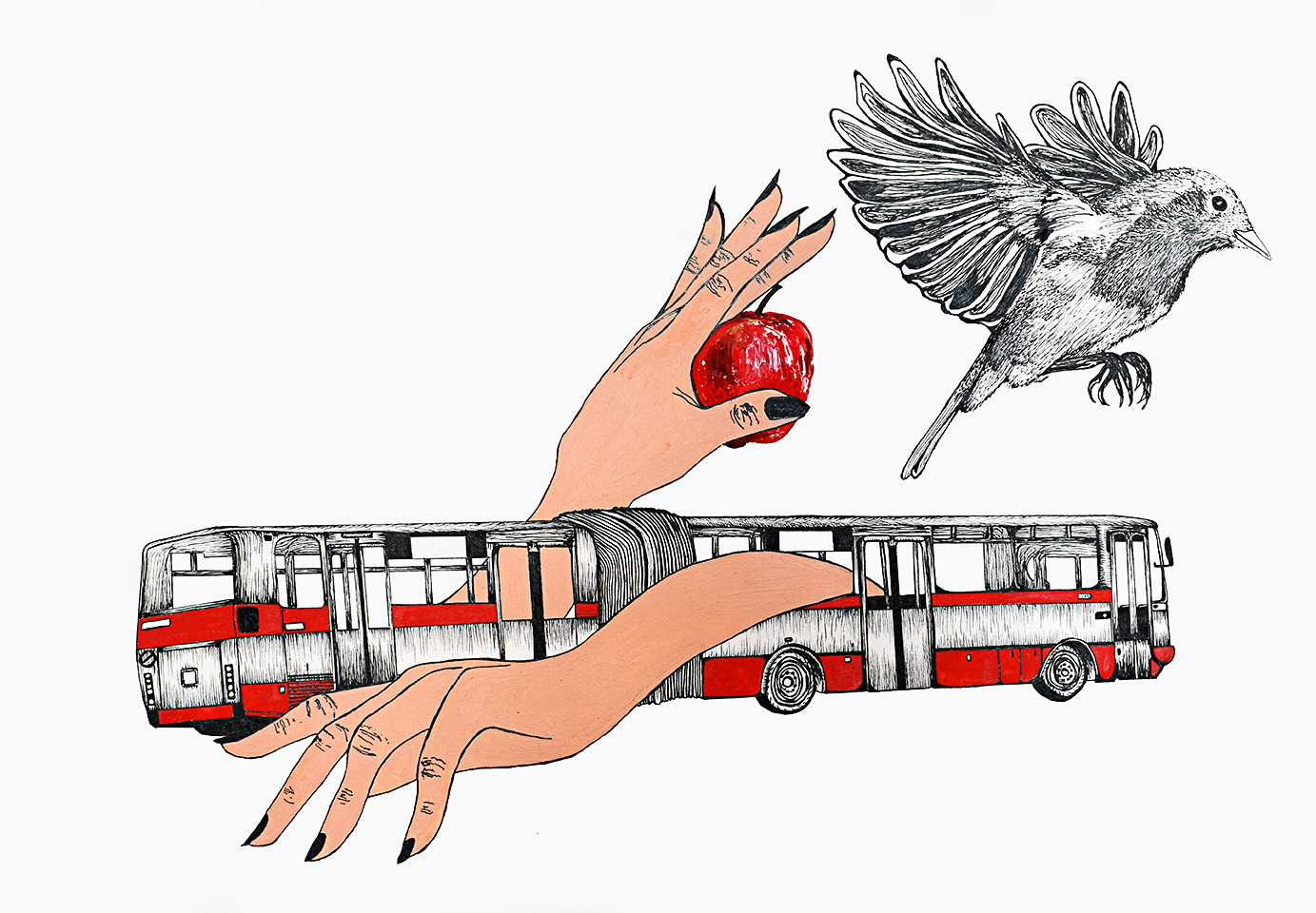 ‘Stronger’, pen and ink on 230g akvarel paper, 42.0 x 29.7 cm, 2017