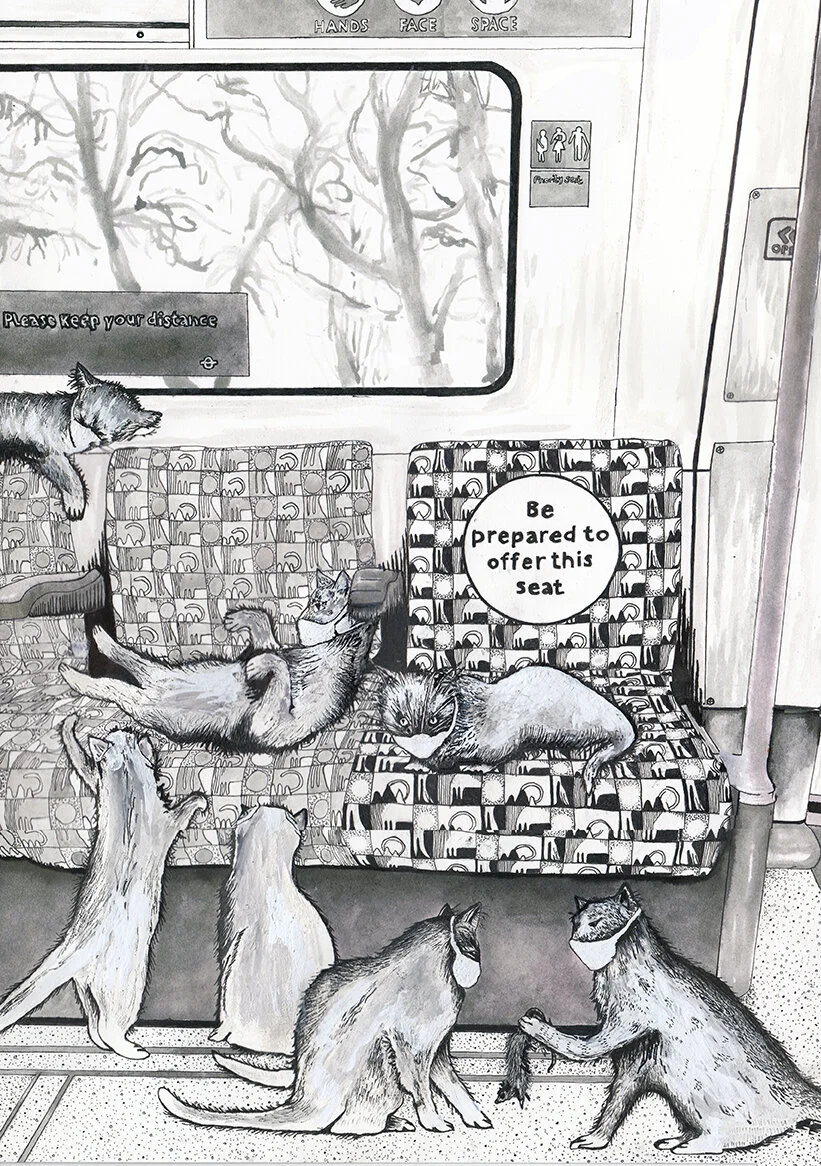 ‘All too human’, black ink and pen on 230g akvarel paper, 29.7 x 42.0 cm, 2020