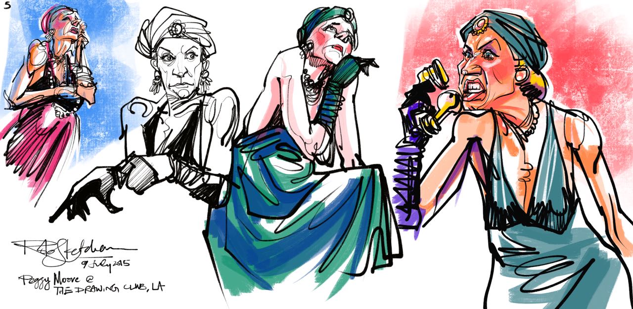Peggy Moore channelling Norma Desmond at The Drawing Club, Los Angeles, July 2015 