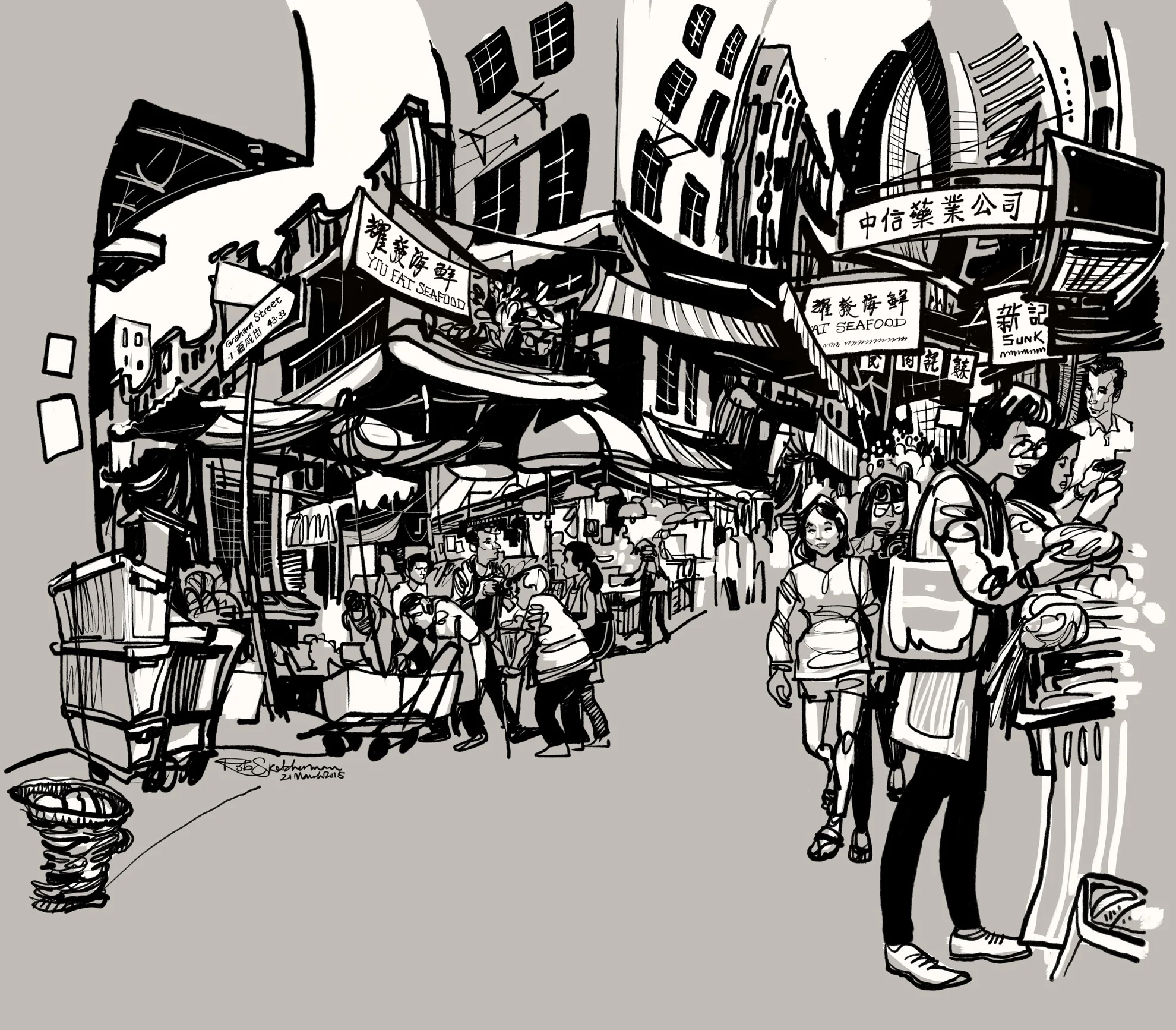 Central, Hong Kong is one of Rob's favorite spots in the city. This is a scene from the Gage Street market.