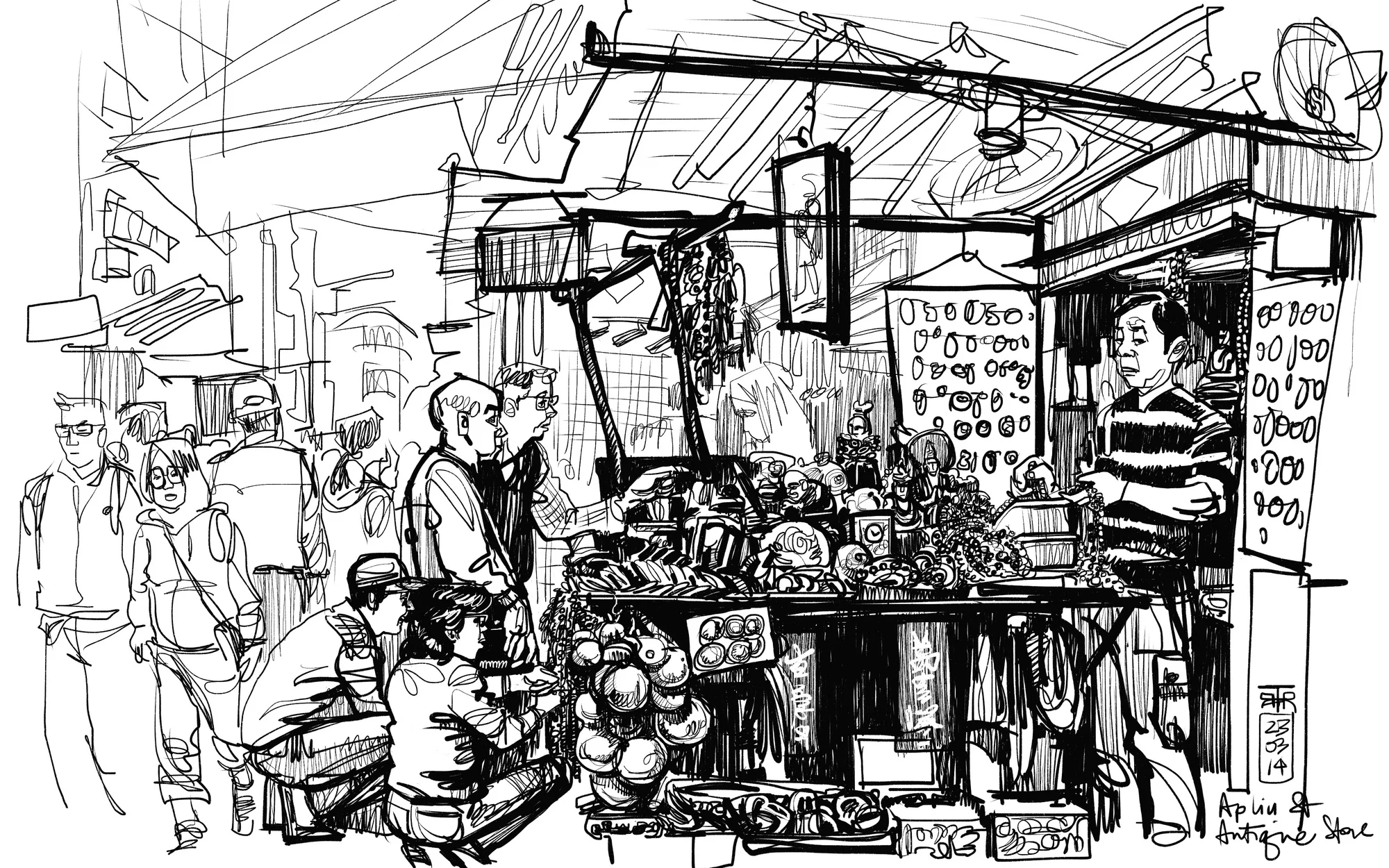 The Antique Stall-Sketcherman.jpg