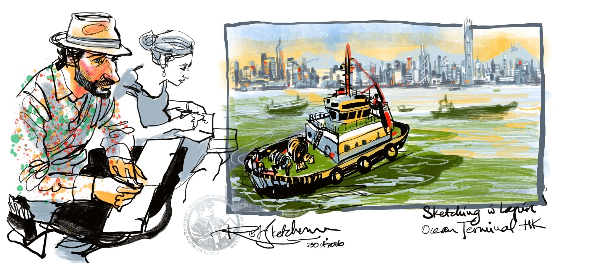 Victoria Harbor with Lapin-Sketcherman.jpg