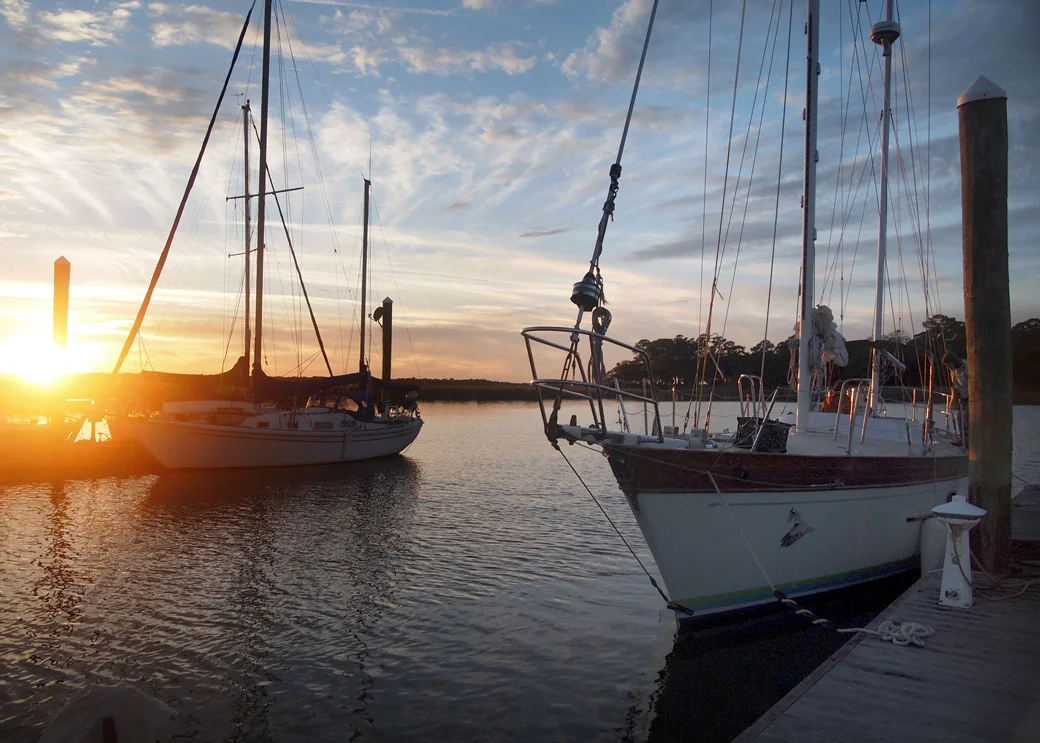 SV Selah at her slip on Wilmington Island near Savannah.