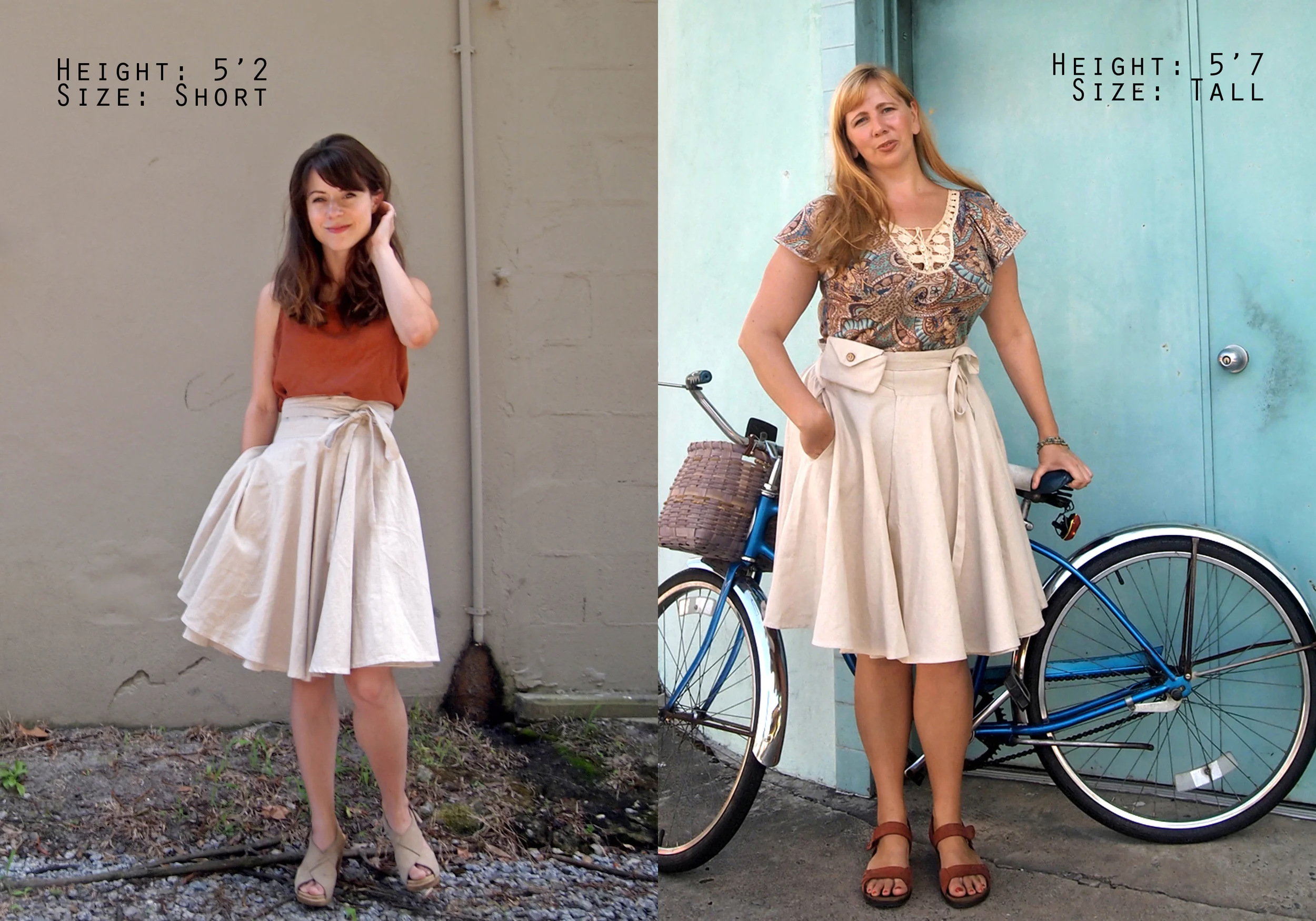 Skirt length and height comparison.