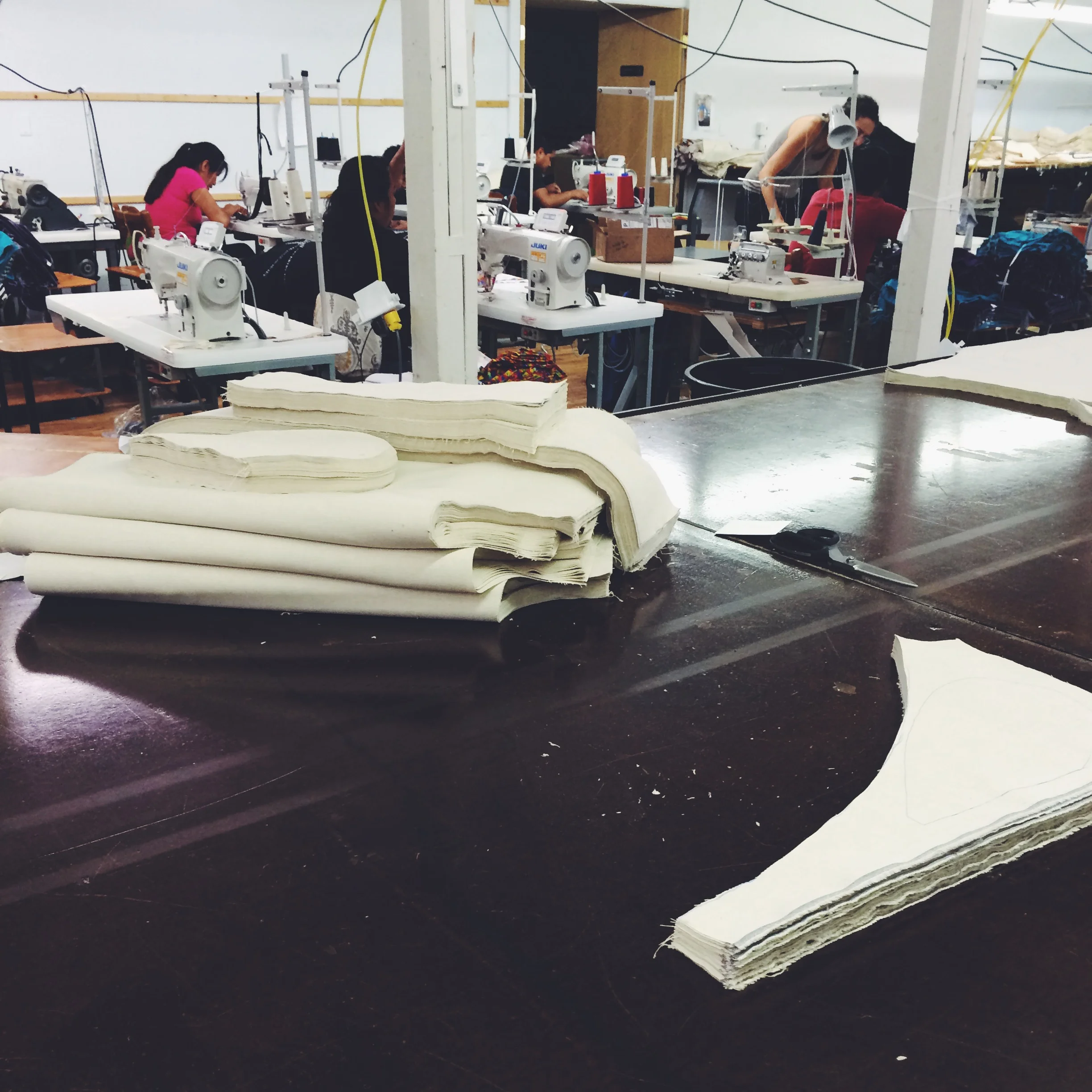 Our cut fabric pieces are ready to be stitched together.