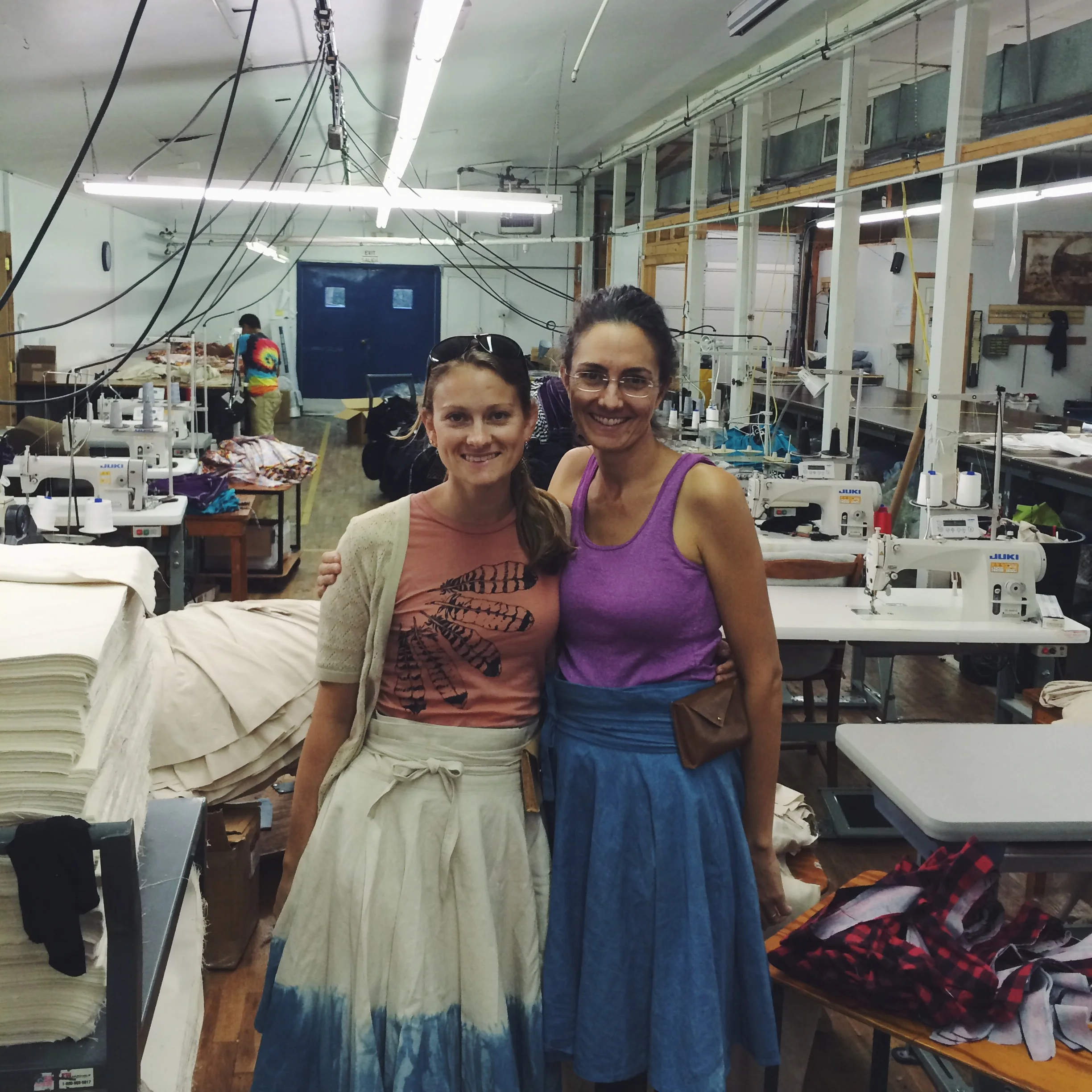 Showing Molly how to wear a Bicycle Wrap Skirt.