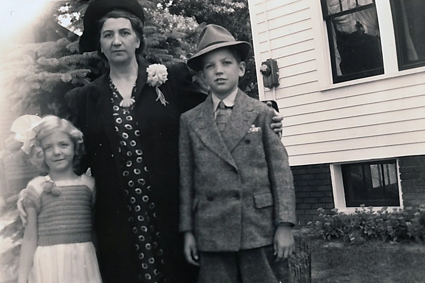 Elsie Stroup with her children Joan and Bob.