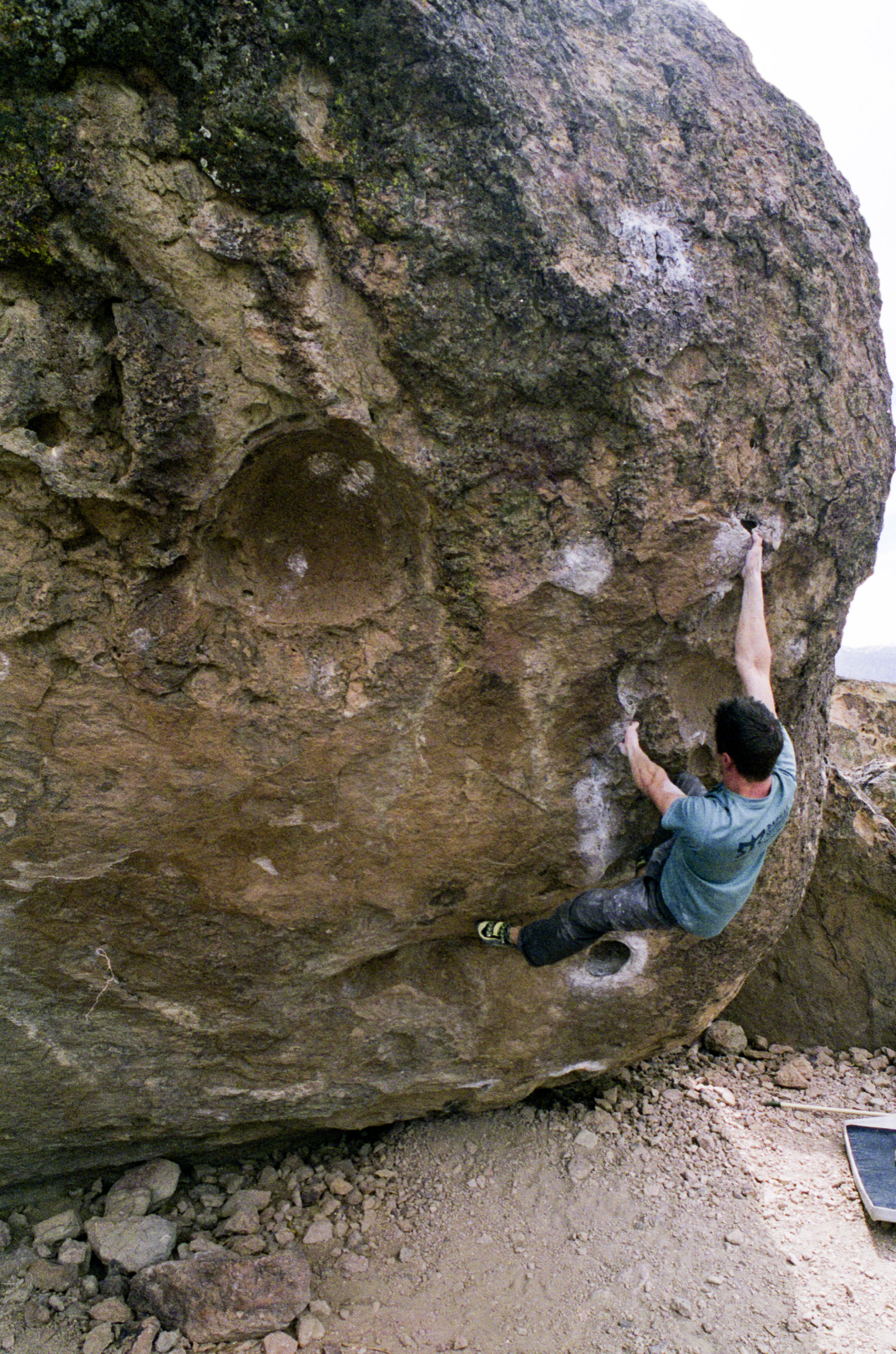 Erik N. on his ascent of Strength in Numbers, classic (and tough!) V5 located in the Sad's