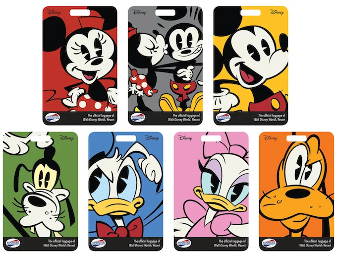 New Disney Character luggage tags that coordinate with customized Disney World Magic Band colors. 