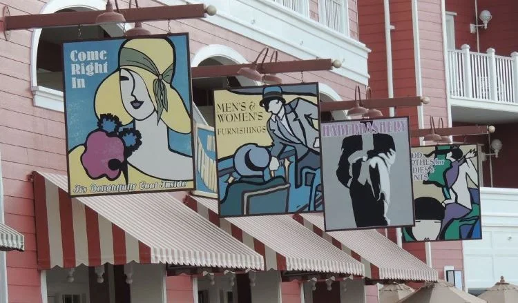Shops along the Boardwalk at Disney World.