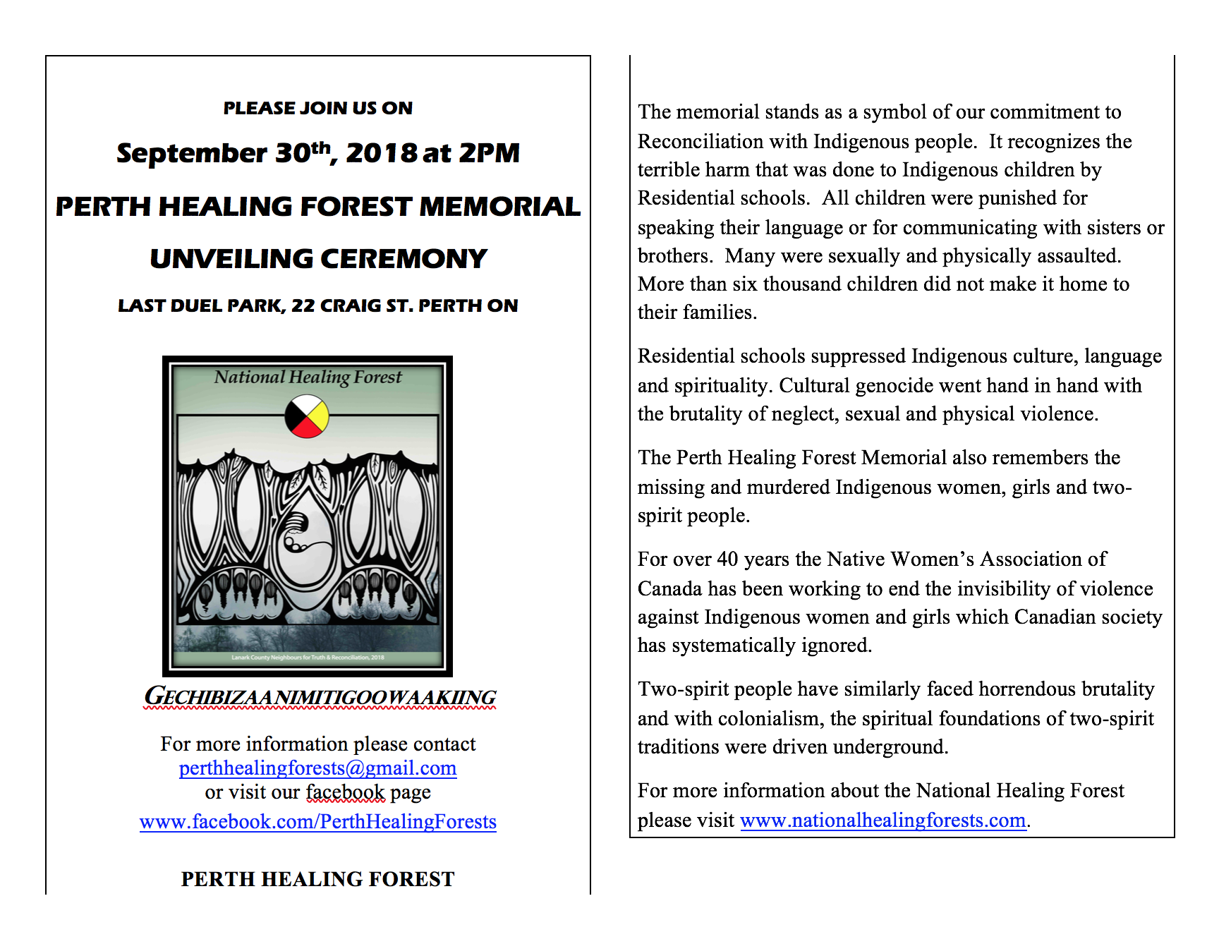 Perth Healing Forest Memorial Unveiling Ceremony