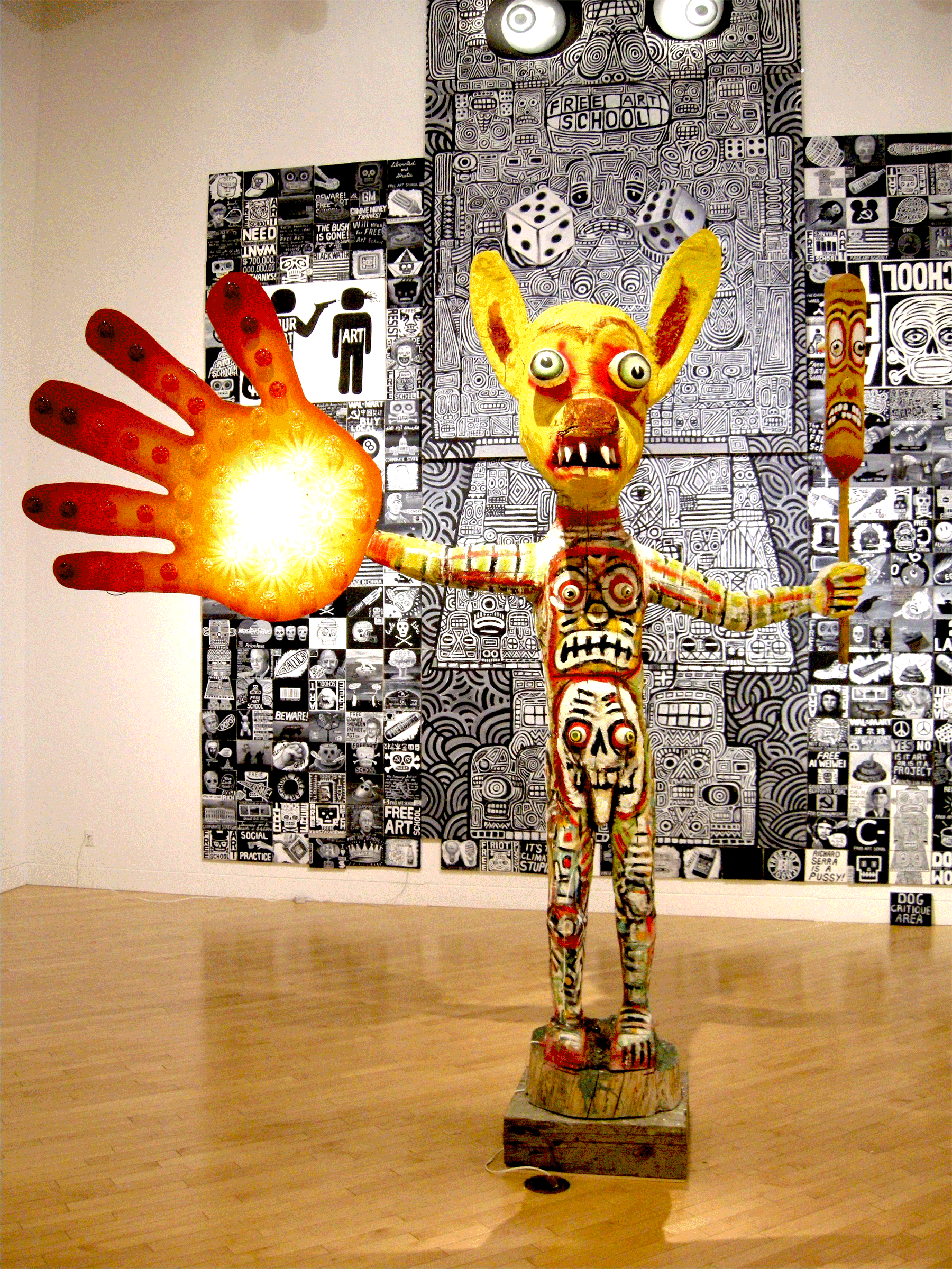 Mitt on Fire 2014 painted wood and carnival lights 10' x 10' x 3'