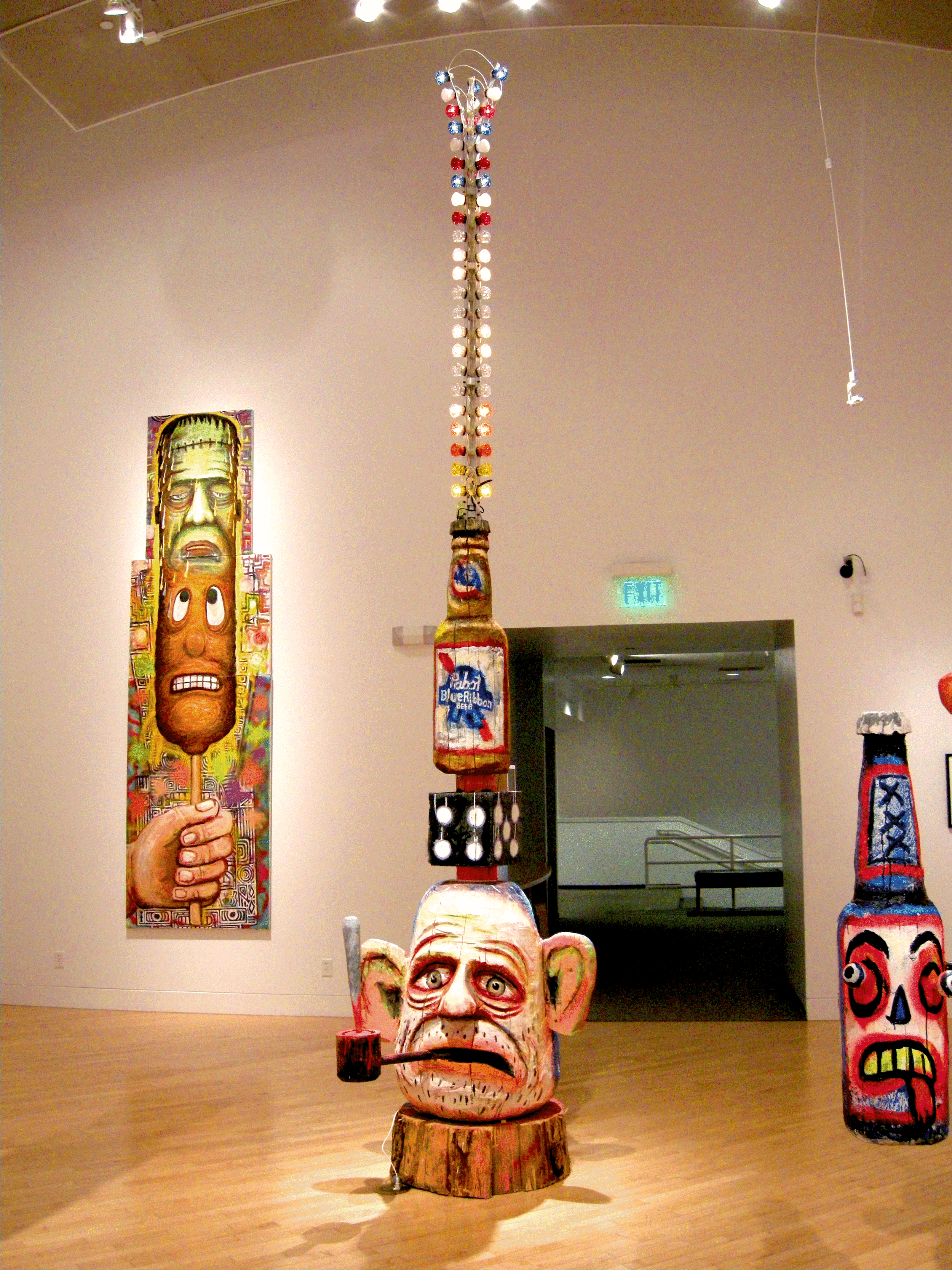 Old Faithful 2014 painted wood and carnival lights  4' x 4' x 17'