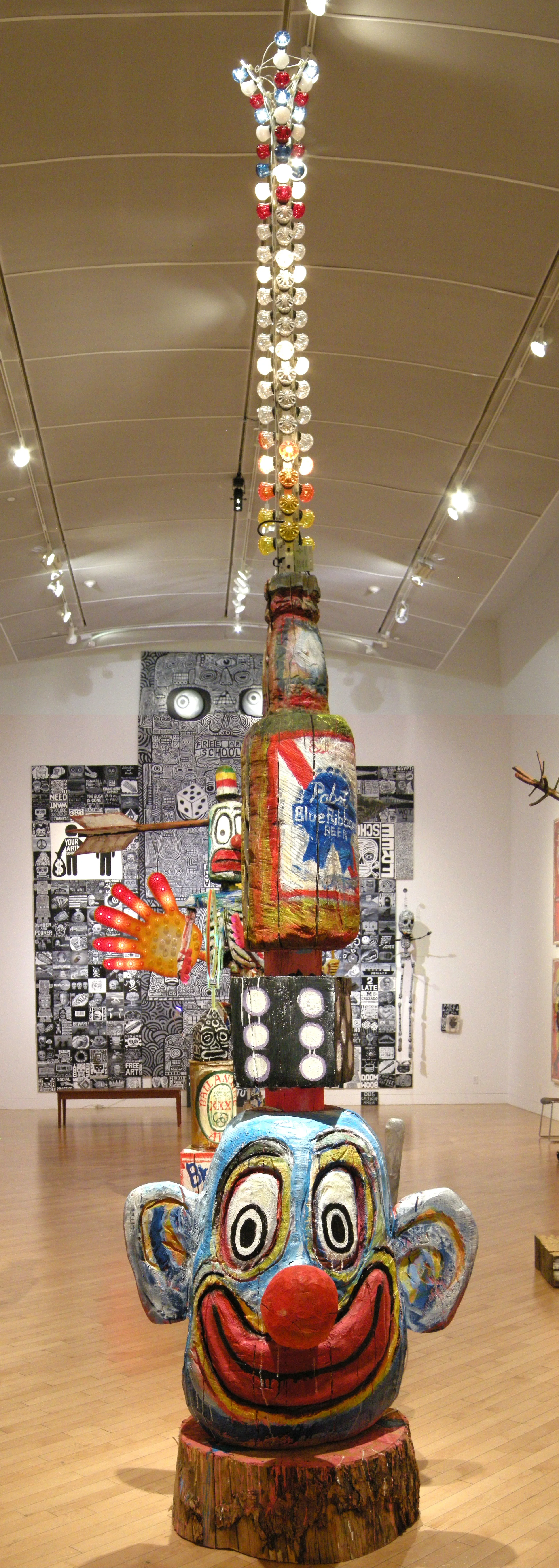 Old Faithful 2014 painted wood and carnival lights  4' x 4' x 17'
