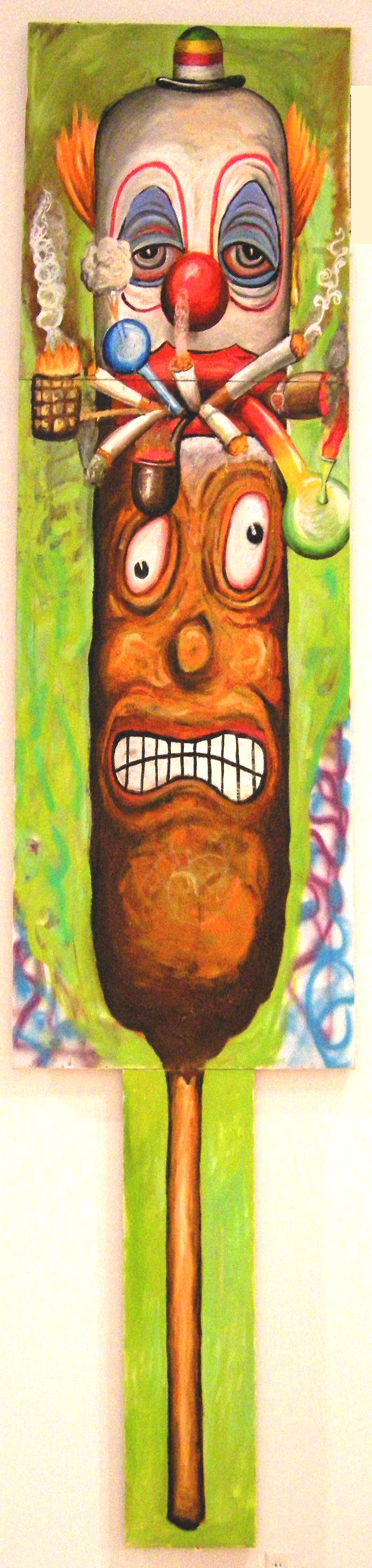 Smoked Corndog 2014 oil on canvas 42" x 168"
