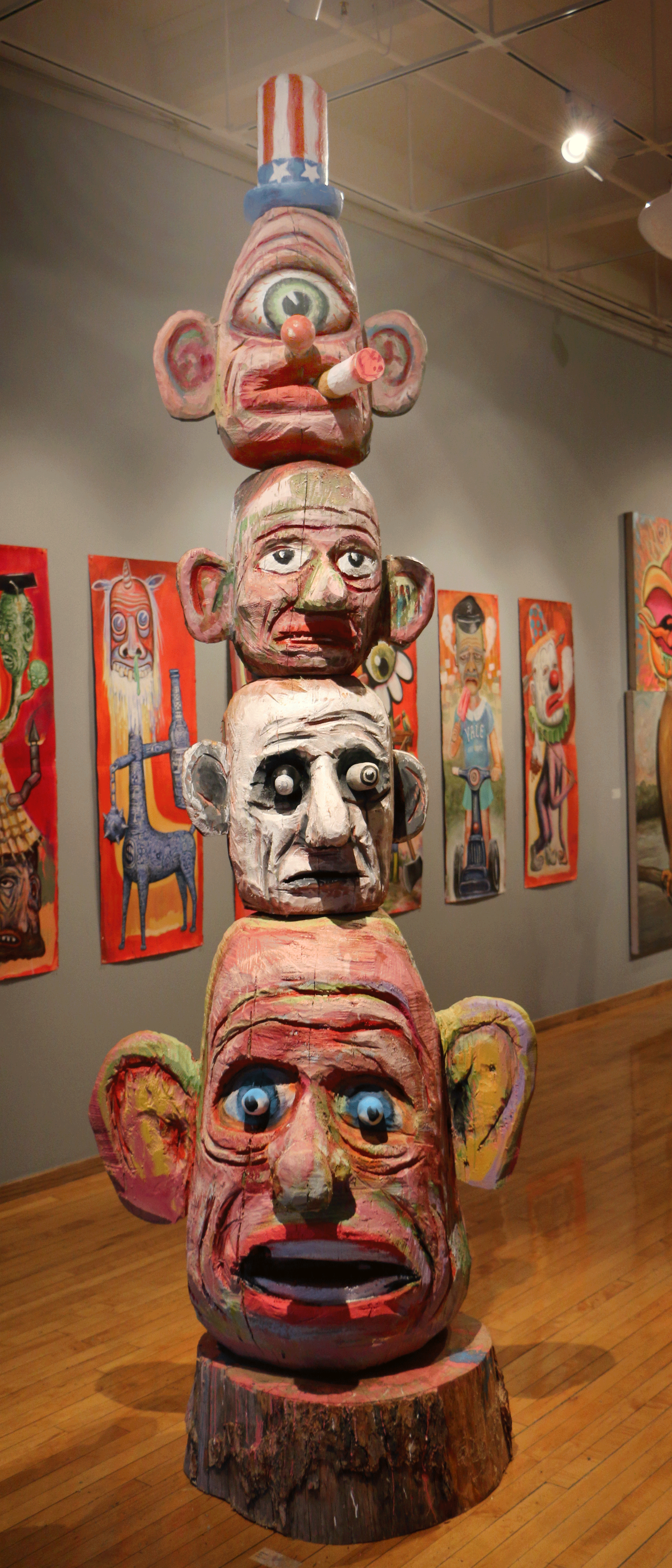 Idiocracy 2016 painted wood 3' x 3' x 11'