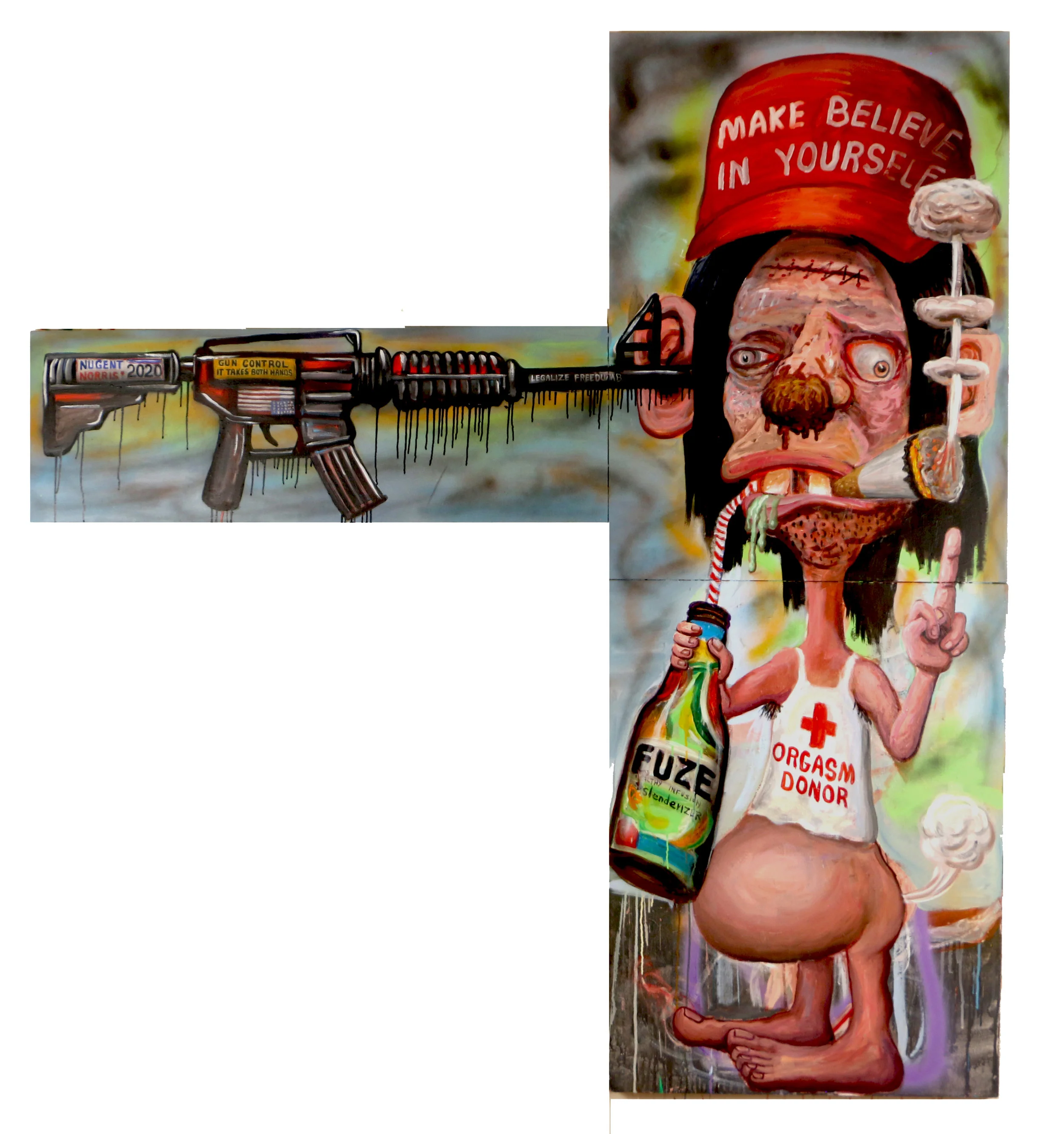    Orgasm Donor   2018  acrylic on canvas 76” x 72” 