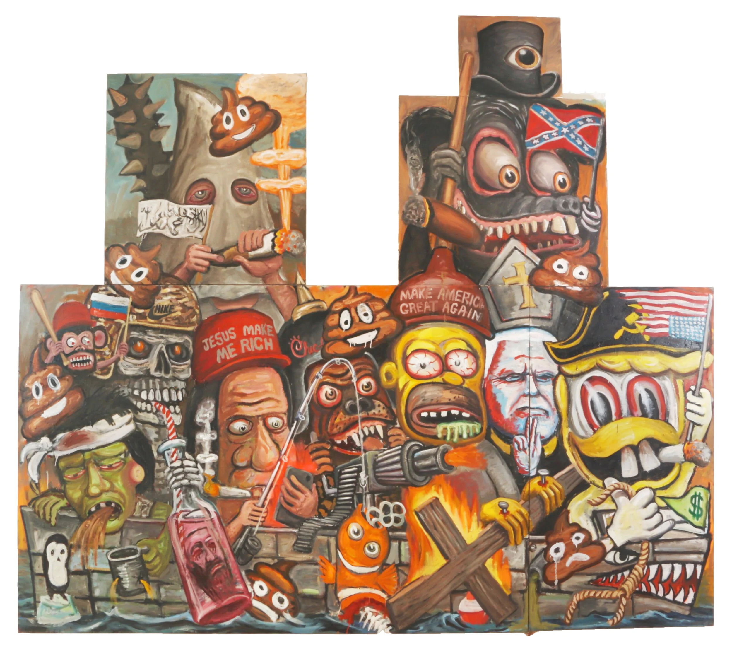    Duck Boat Crossing the Delaware    2019  oil on canvas 136” x 124” 