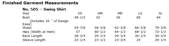 Swing Shirt 505 (Printed in Envelope) — Christine Jonson Sewing Patterns