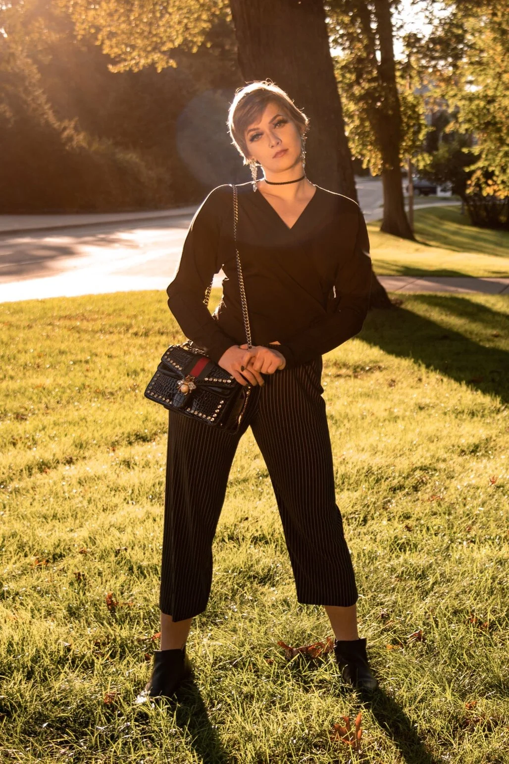 wide leg tapered pants