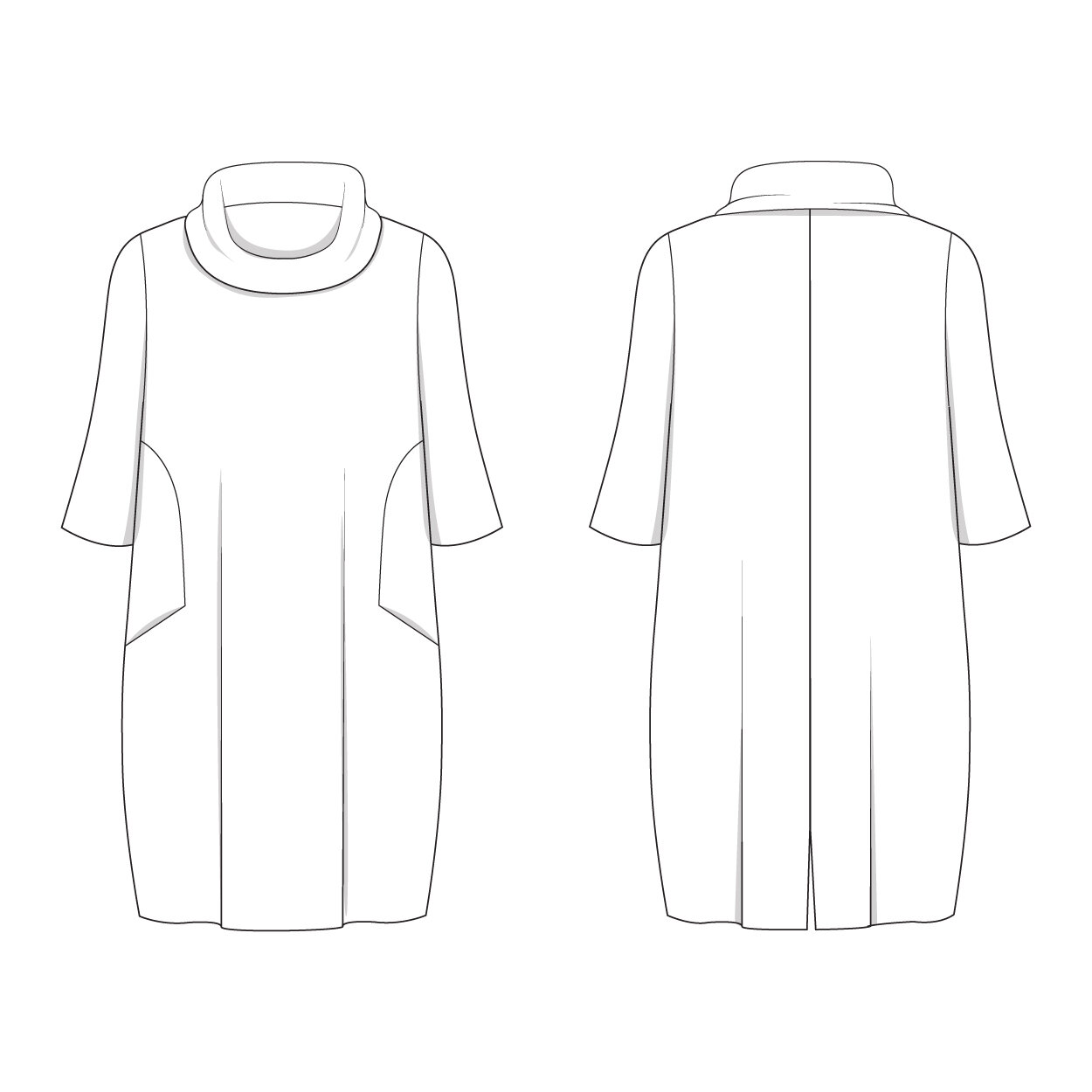 Bias Collar Dress 1417+