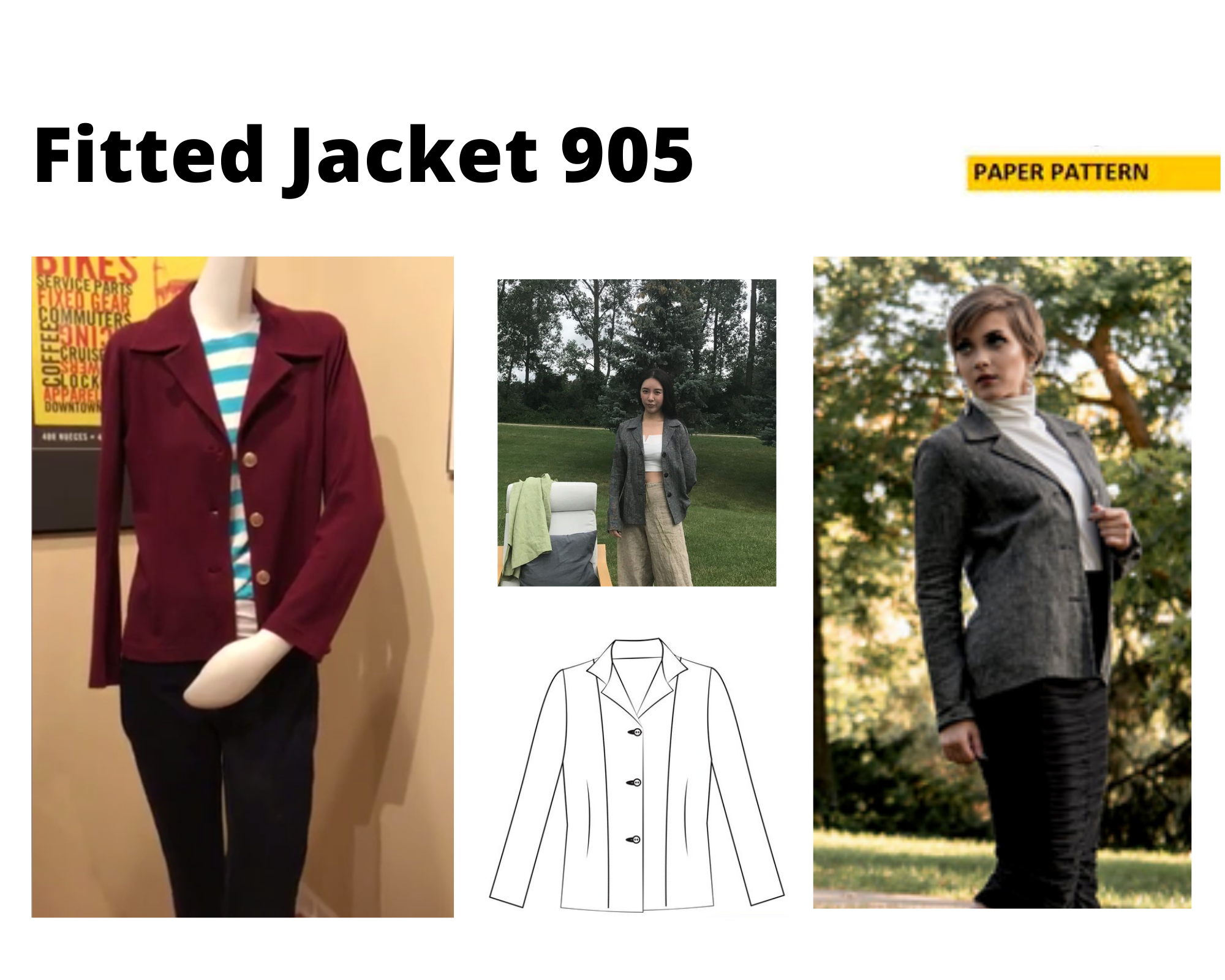Bullet Jacket Pattern Fitted Jacket 905 (Printed in Envelope) — Christine Jonson Sewing Patterns