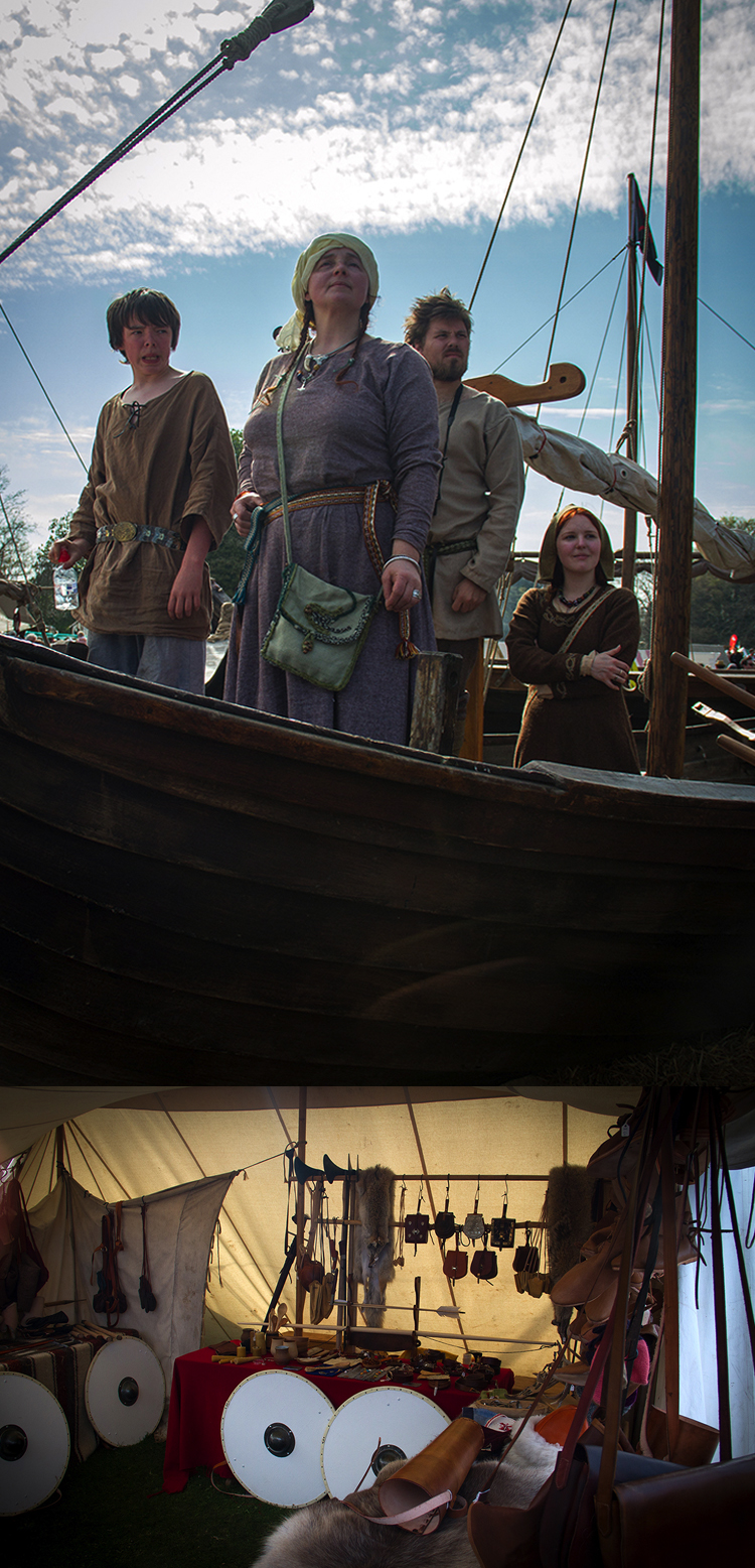 A viking family out for a spin in their long boat and a viking armoury