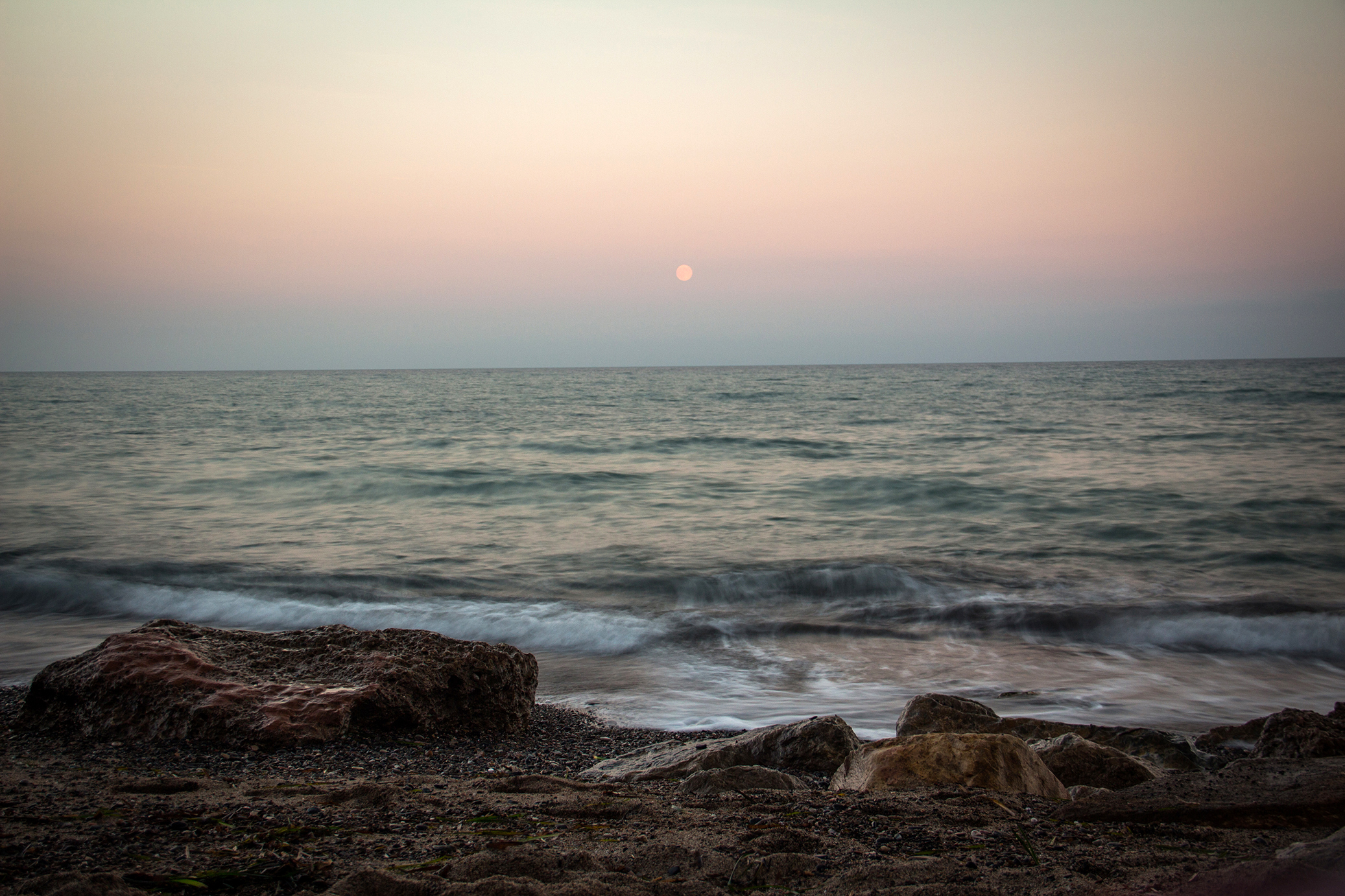 Super moon over the ocean