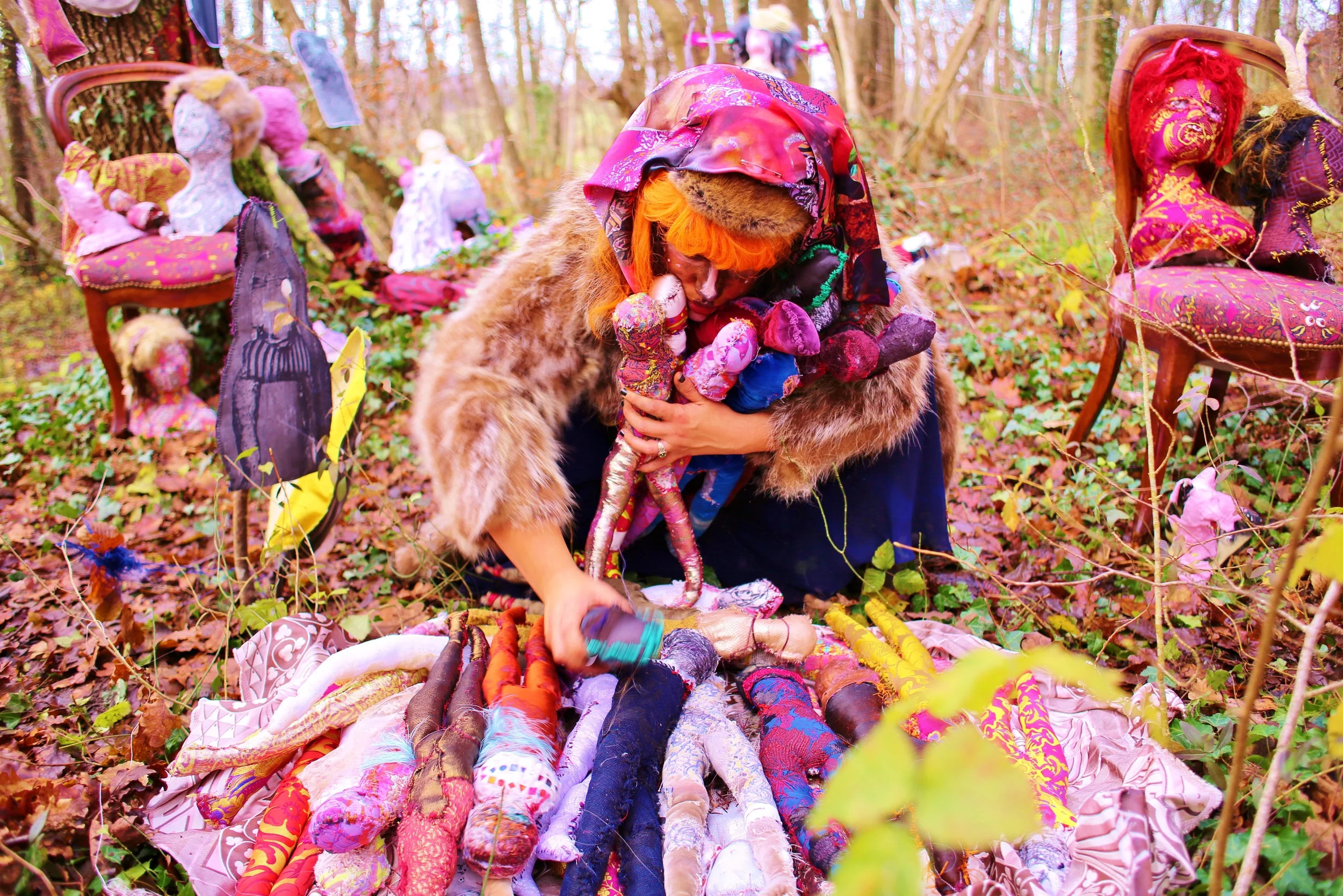  The Beast Boutique: where Maid, Mother, and Crone/Little Red Ridding Hood, the Wolf and Grandmother exist in one fragmented patchwork body… where one sees the wolf on&nbsp;their&nbsp;hand and fingers, pushes wet thread through the cat of the needle 