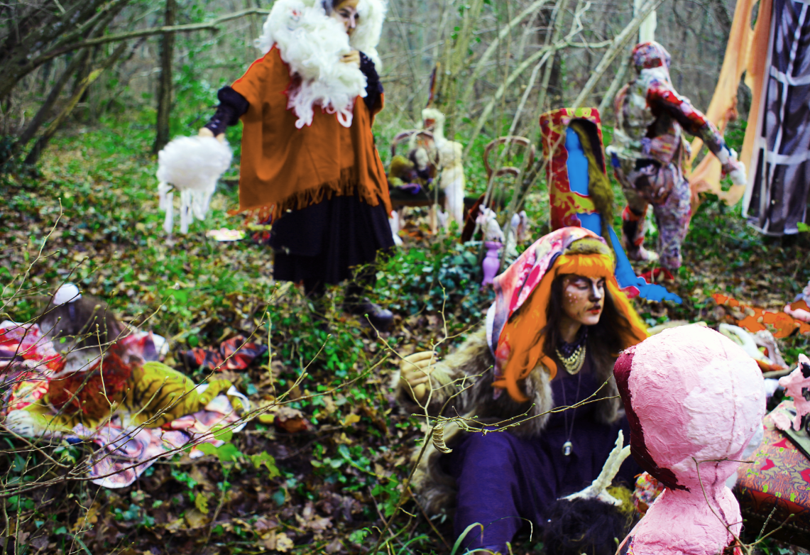 The Beast Boutique: where Maid, Mother, and Crone/Little Red Ridding Hood, the Wolf and Grandmother exist in one fragmented patchwork body… where one sees the wolf on their hand and fingers, pushes wet thread through the cat of the needle