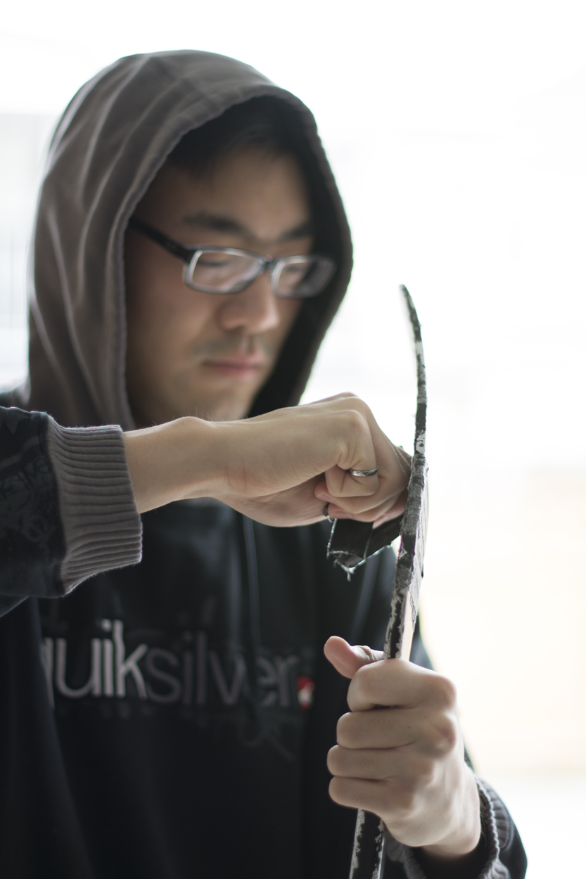 Practice story telling by photographing my friend taping his stick.