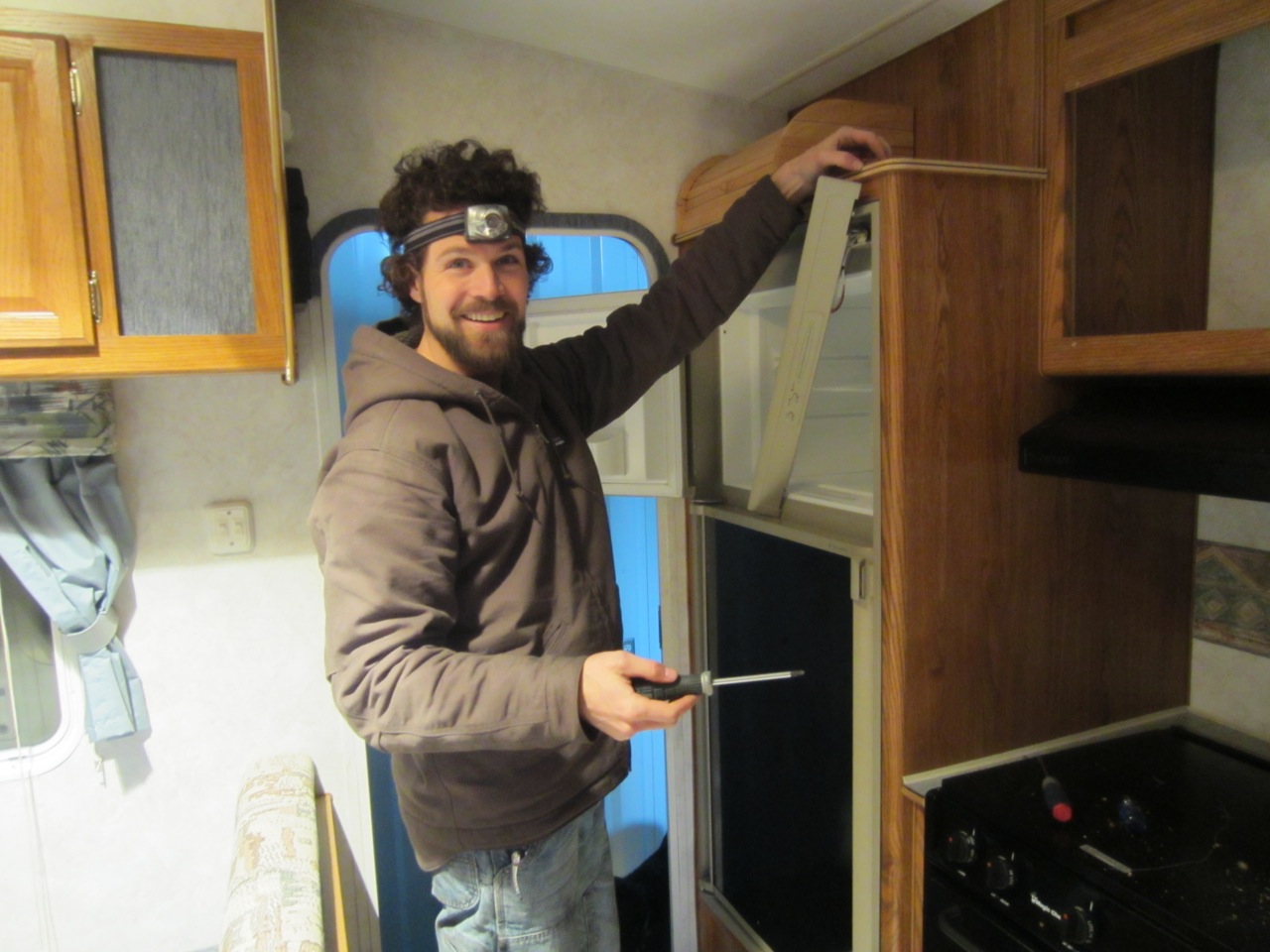 Taking out the fridge started off easy. We still don't have electricity in the storage unit.