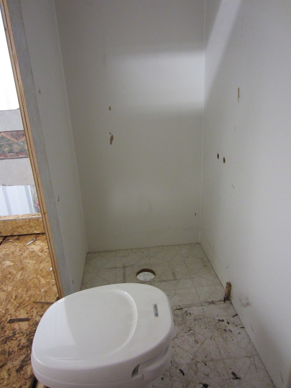  Shower is out too! We're going to put in a corner shower to increase space in the bedroom and in the shower. 