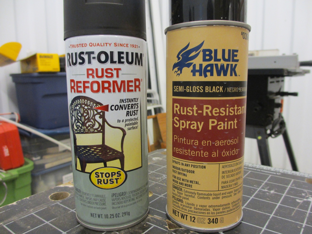  Once the rust was all removed, we first sprayed the chassis with Rust Reformer primer. The primer stops any additional rusting from any leftover rust that may still be on the metal. Once that dried (20 - 30 minutes), we used the Rust Resistant spray