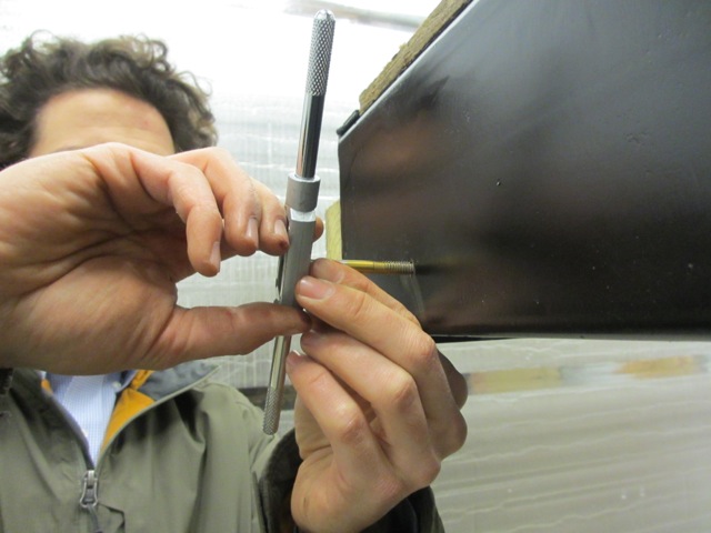 A couple of the screw holes were a mess so Jerud had to chase the treads. When the screws were placed in we realized that the lengths weren't correct...so we couldn't finish putting the sill plates on. Bummer!