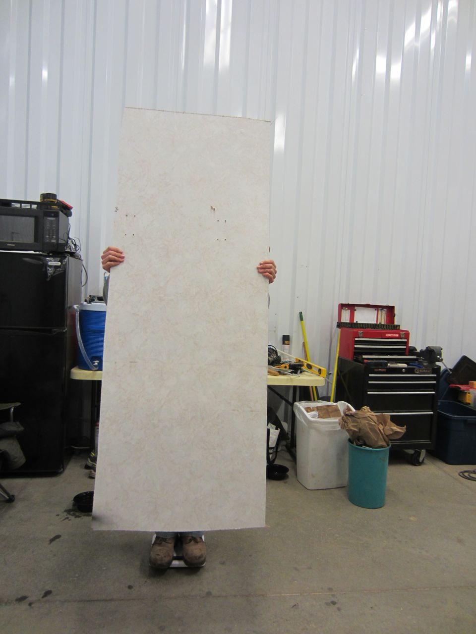 We removed this wall to create more space in the bedroom/shower area.