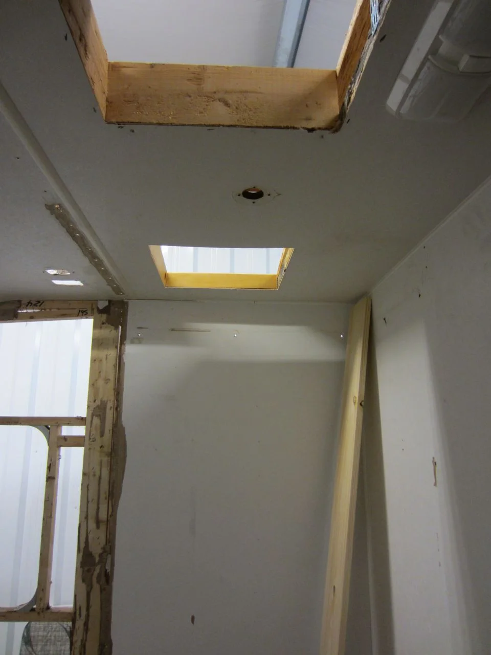 New hole above the shower for the vent.
